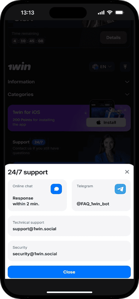 1Win Casino Support Service